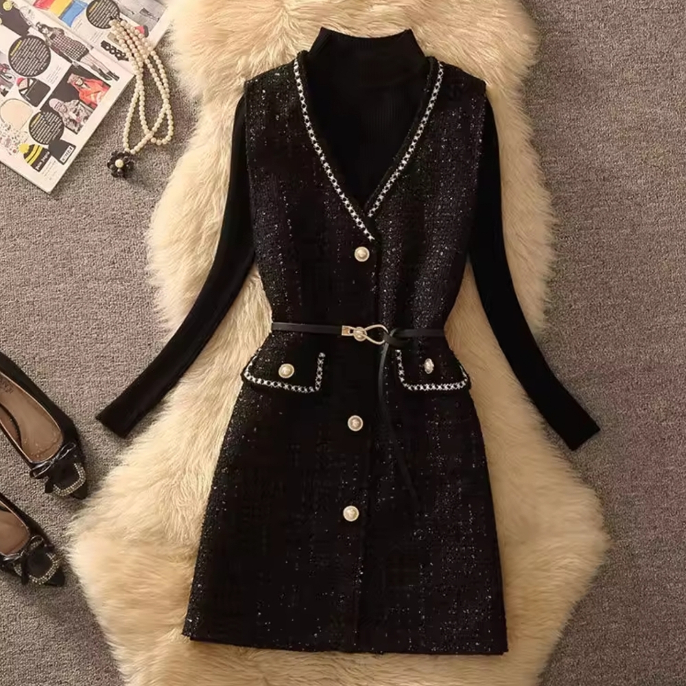 Simple Wooden Vest Coat Women's Two-Piece Set - Picture 3 of 7